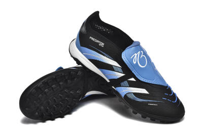 Adidas Predator 25 Elite Foldover Tongue TF Artificial Turf Soccer Shoes - Black/White/Blue