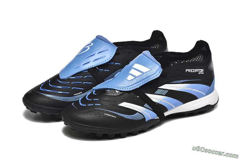 Adidas Predator 25 Elite Foldover Tongue TF Artificial Turf Soccer Shoes - Black/White/Blue 5