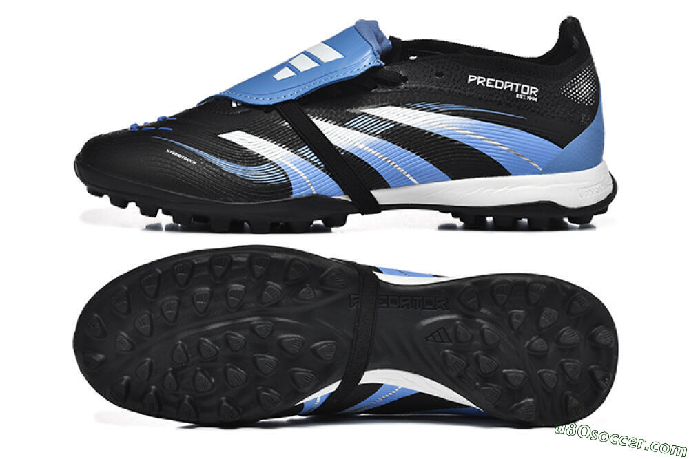 Adidas Predator 25 Elite Foldover Tongue TF Artificial Turf Soccer Shoes - Black/White/Blue 0