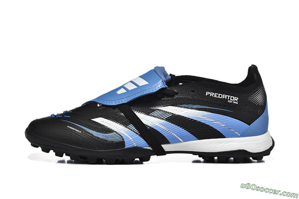Adidas Predator 25 Elite Foldover Tongue TF Artificial Turf Soccer Shoes - Black/White/Blue 2