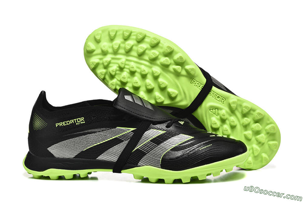 Adidas Predator 25 Elite Foldover Tongue TF Artificial Turf Soccer Shoes - Black/Silver/Yellow 1