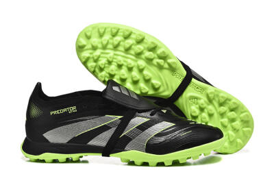 Adidas Predator 25 Elite Foldover Tongue TF Artificial Turf Soccer Shoes - Black/Silver/Yellow