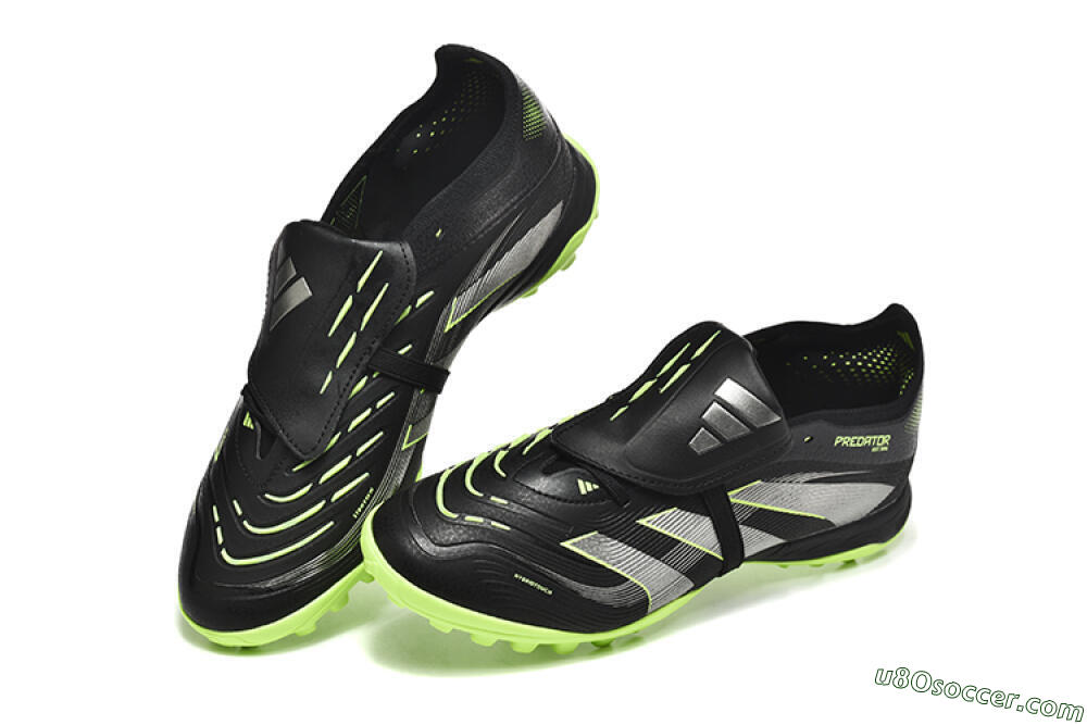 Adidas Predator 25 Elite Foldover Tongue TF Artificial Turf Soccer Shoes - Black/Silver/Yellow 6
