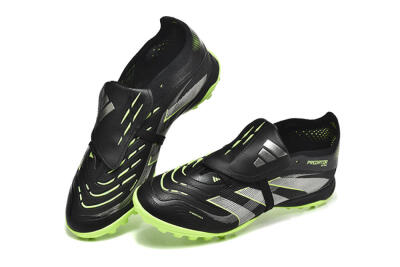 Adidas Predator 25 Elite Foldover Tongue TF Artificial Turf Soccer Shoes - Black/Silver/Yellow
