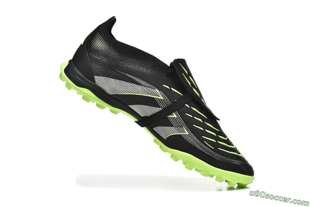 Adidas Predator 25 Elite Foldover Tongue TF Artificial Turf Soccer Shoes - Black/Silver/Yellow 7