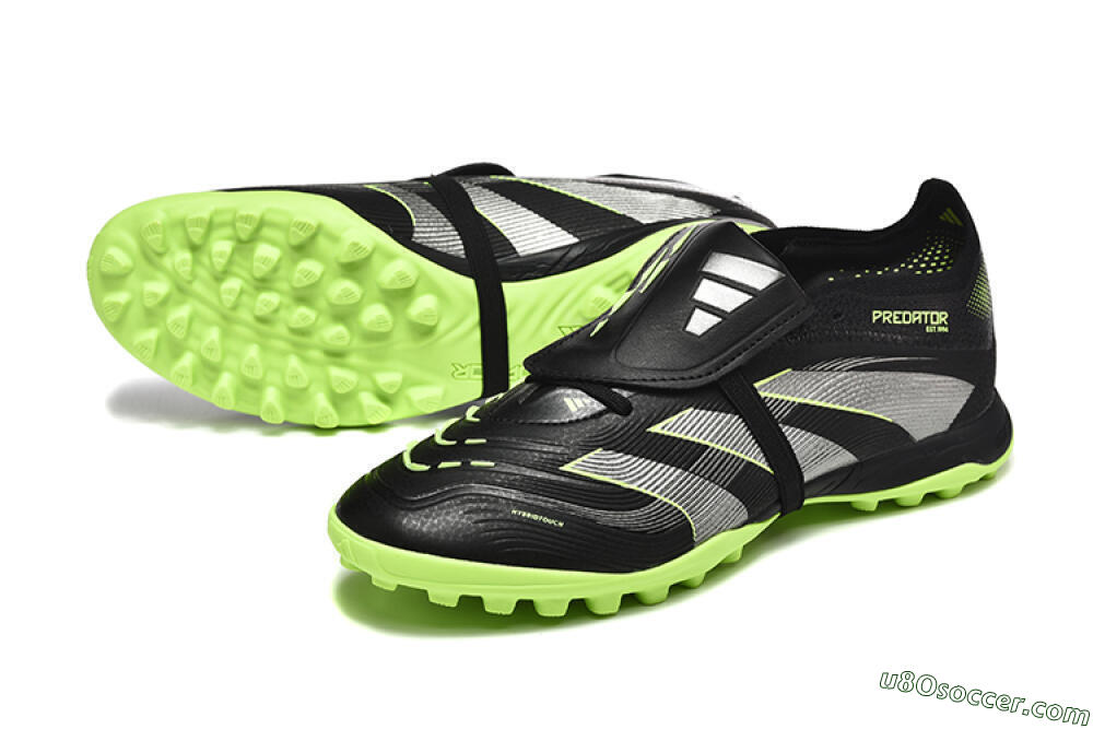 Adidas Predator 25 Elite Foldover Tongue TF Artificial Turf Soccer Shoes - Black/Silver/Yellow 3