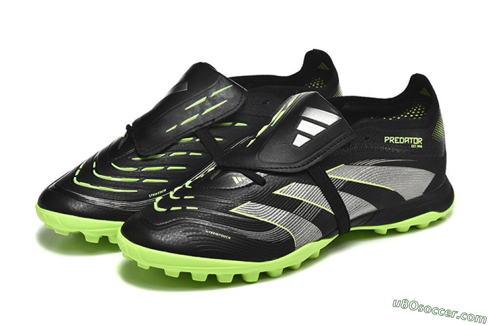 Adidas Predator 25 Elite Foldover Tongue TF Artificial Turf Soccer Shoes - Black/Silver/Yellow 5