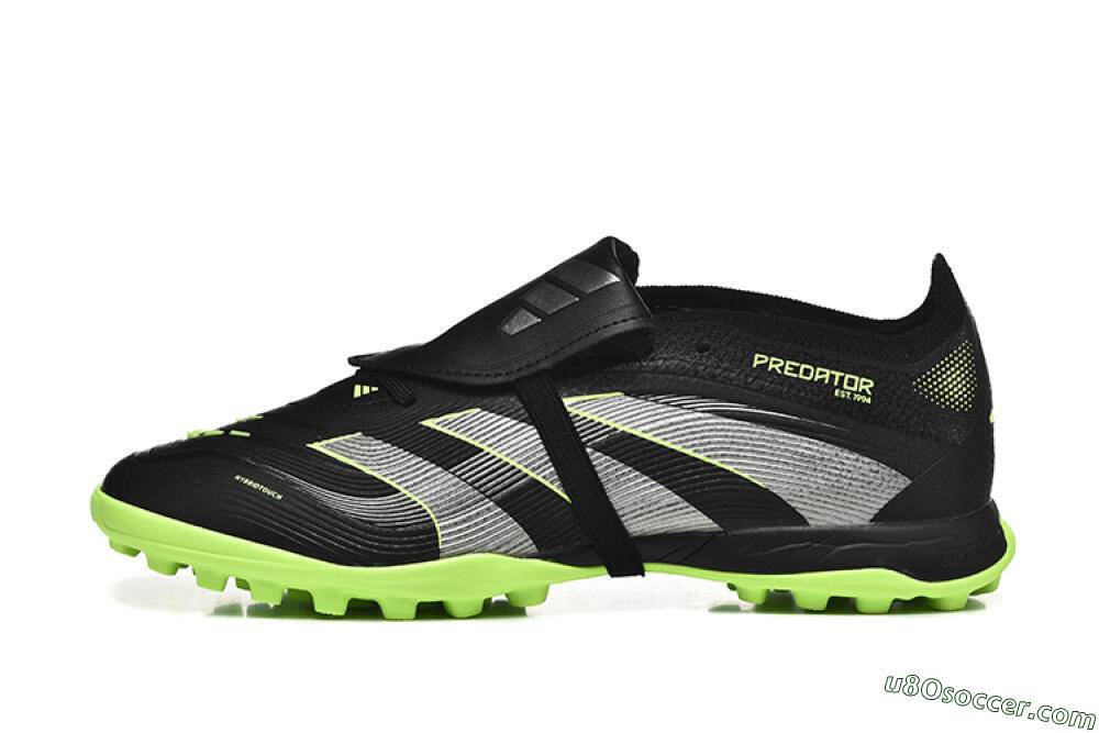 Adidas Predator 25 Elite Foldover Tongue TF Artificial Turf Soccer Shoes - Black/Silver/Yellow 2