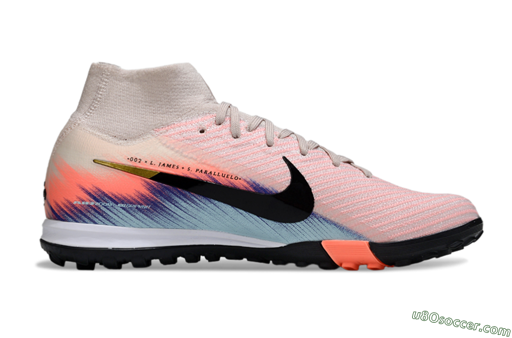 Nike Air Zoom Mercurial Superfly 10 Elite TF Artificial Turf Soccer Shoes - Pink/Black/Gold 5