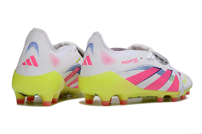 Adidas Predator 25 Elite Foldover Tongue FG Firm Ground Soccer Cleats - White/Pink/Yellow