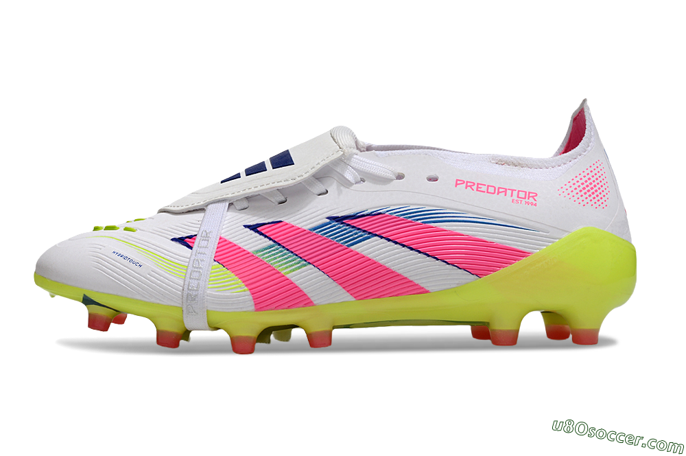 Adidas Predator 25 Elite Foldover Tongue FG Firm Ground Soccer Cleats - White/Pink/Yellow 2