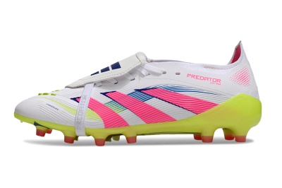 Adidas Predator 25 Elite Foldover Tongue FG Firm Ground Soccer Cleats - White/Pink/Yellow
