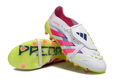 Adidas Predator 25 Elite Foldover Tongue FG Firm Ground Soccer Cleats - White/Pink/Yellow