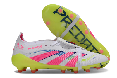 Adidas Predator 25 Elite Foldover Tongue FG Firm Ground Soccer Cleats - White/Pink/Yellow