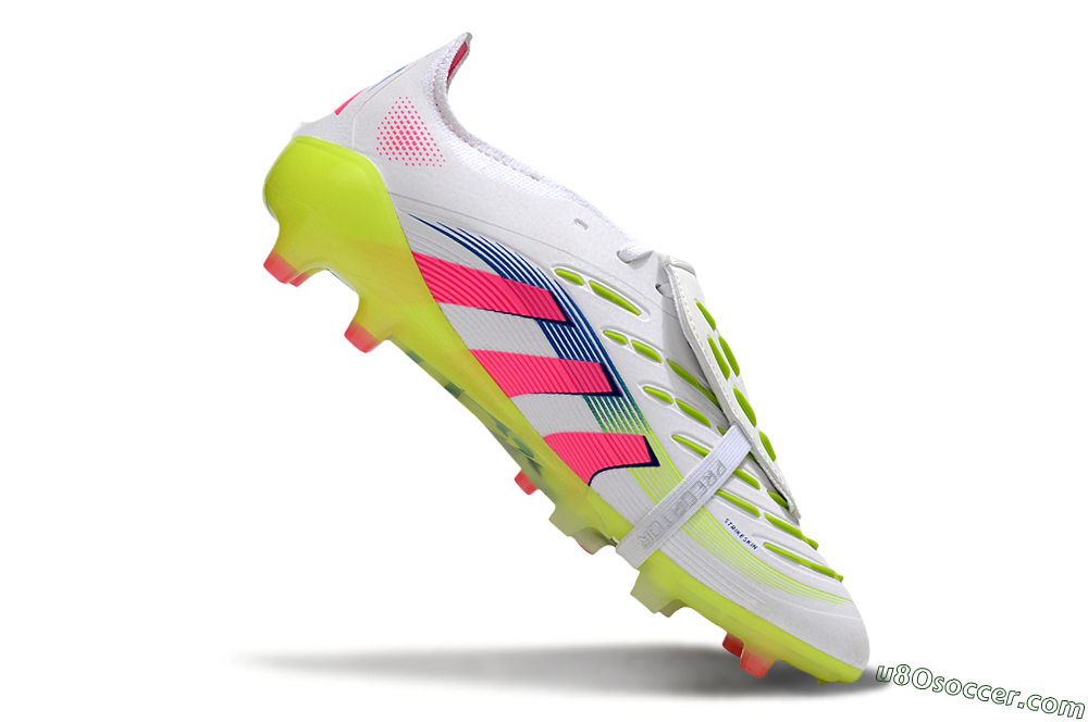 Adidas Predator 25 Elite Foldover Tongue FG Firm Ground Soccer Cleats - White/Pink/Yellow 4