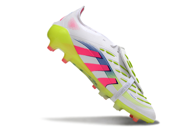 Adidas Predator 25 Elite Foldover Tongue FG Firm Ground Soccer Cleats - White/Pink/Yellow