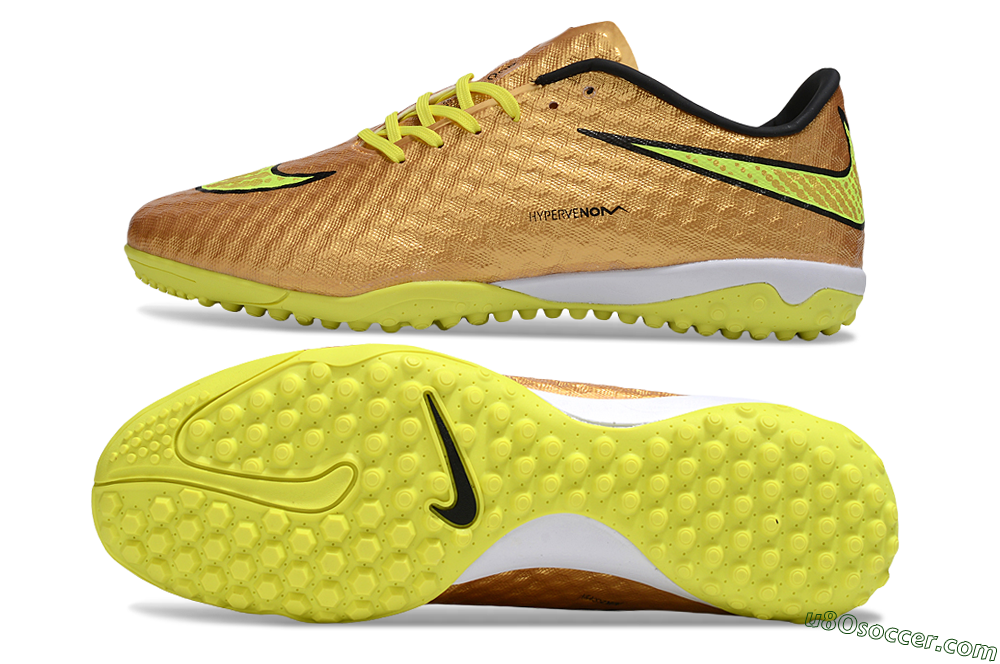 Nike Hypervenom Phantom TF Artificial Turf Soccer Shoes - Gold/Black/Yellow 0