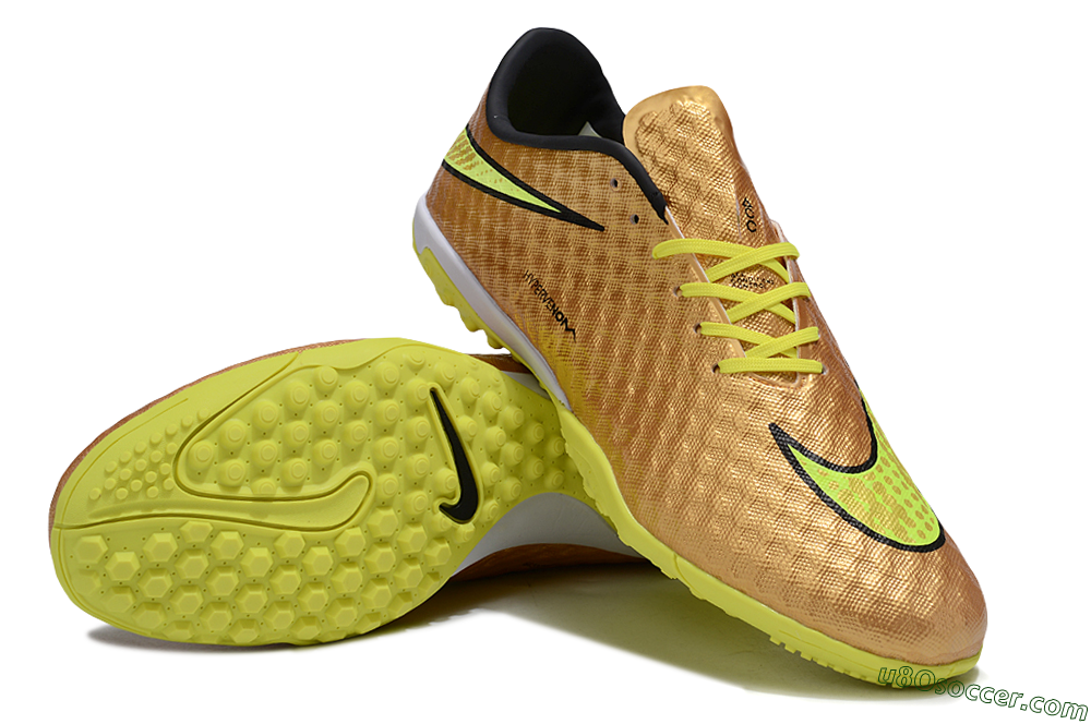 Nike Hypervenom Phantom TF Artificial Turf Soccer Shoes - Gold/Black/Yellow 3