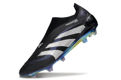 Adidas Predator 25 Elite Laceless FG Firm Ground Soccer Cleats - Black/Silver/Blue