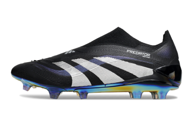 Adidas Predator 25 Elite Laceless FG Firm Ground Soccer Cleats - Black/Silver/Blue
