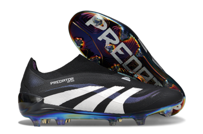 Adidas Predator 25 Elite Laceless FG Firm Ground Soccer Cleats - Black/Silver/Blue
