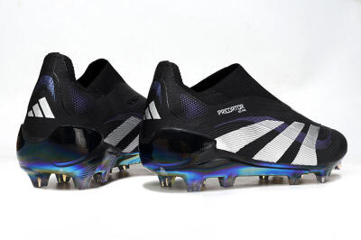 Adidas Predator 25 Elite Laceless FG Firm Ground Soccer Cleats - Black/Silver/Blue