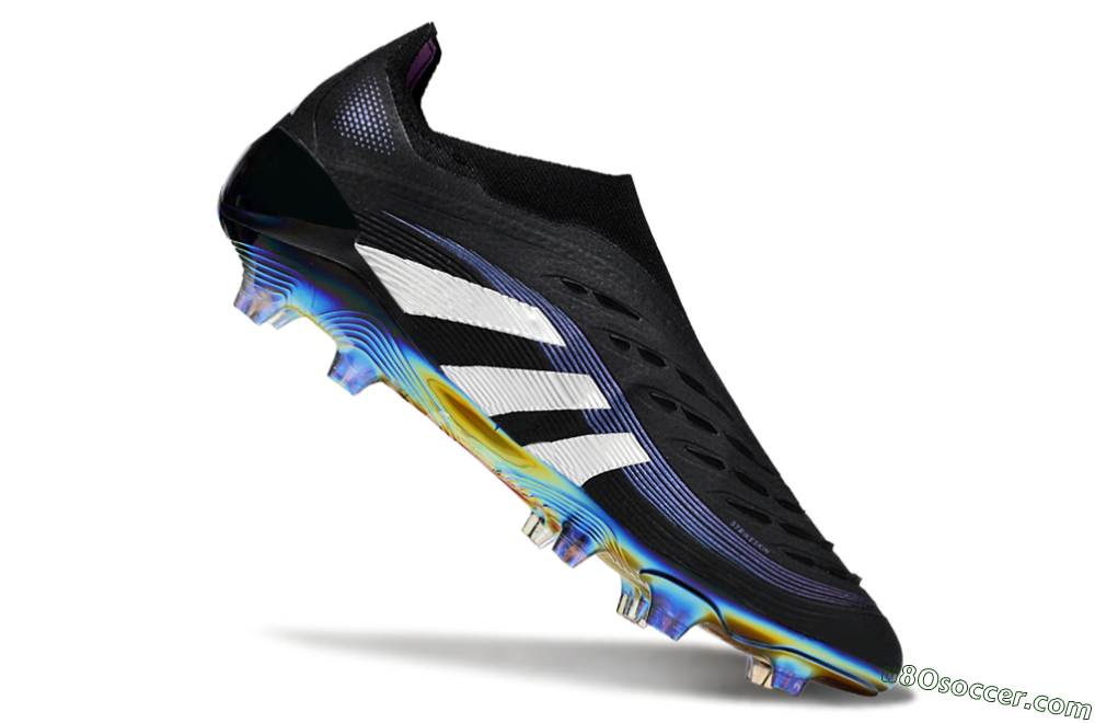 Adidas Predator 25 Elite Laceless FG Firm Ground Soccer Cleats - Black/Silver/Blue 4