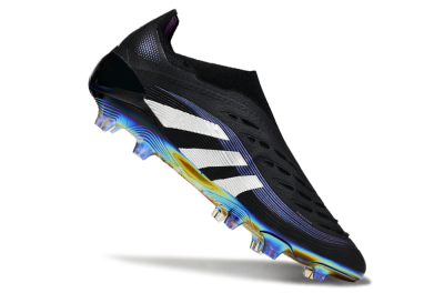 Adidas Predator 25 Elite Laceless FG Firm Ground Soccer Cleats - Black/Silver/Blue
