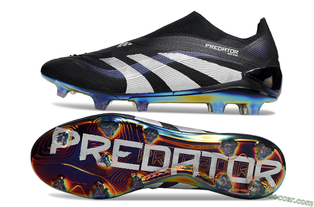 Adidas Predator 25 Elite Laceless FG Firm Ground Soccer Cleats - Black/Silver/Blue 0