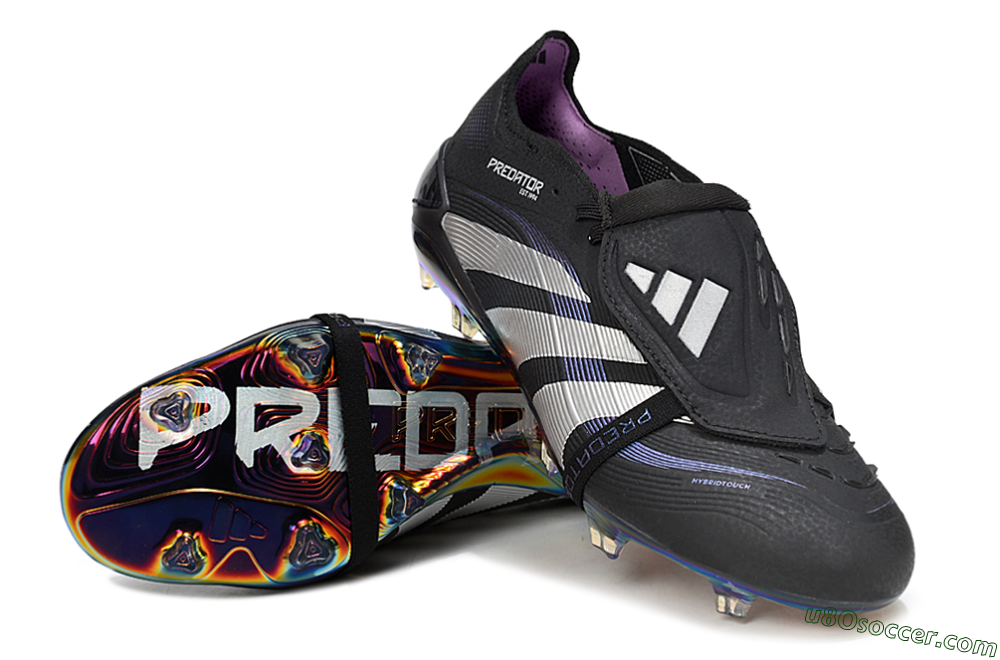 Adidas Predator 25 EliteFoldover Tongue FG Firm Ground Soccer Cleats - Black/Silver/Blue 3