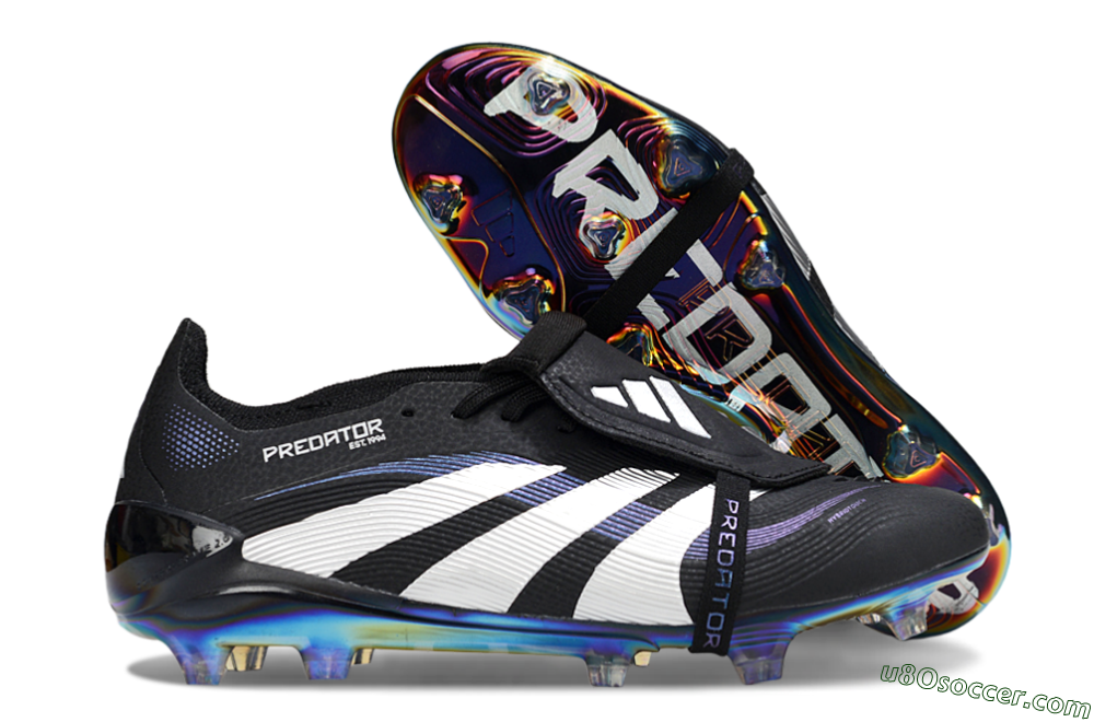 Adidas Predator 25 EliteFoldover Tongue FG Firm Ground Soccer Cleats - Black/Silver/Blue 1