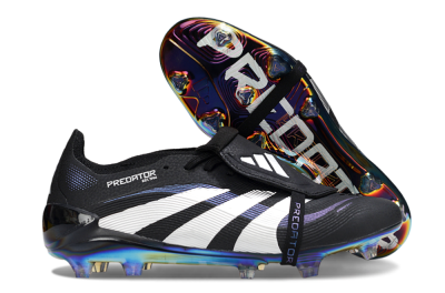 Adidas Predator 25 EliteFoldover Tongue FG Firm Ground Soccer Cleats - Black/Silver/Blue