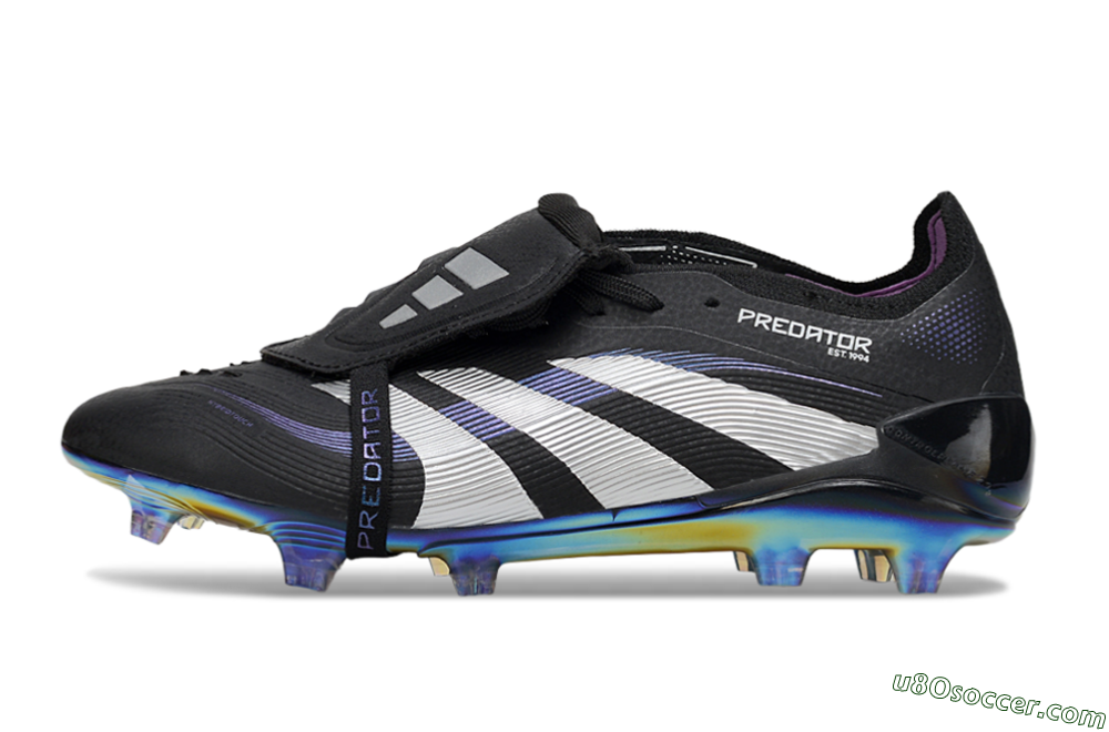 Adidas Predator 25 EliteFoldover Tongue FG Firm Ground Soccer Cleats - Black/Silver/Blue 2