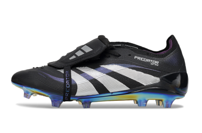 Adidas Predator 25 EliteFoldover Tongue FG Firm Ground Soccer Cleats - Black/Silver/Blue