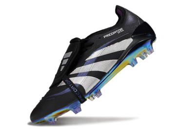Adidas Predator 25 EliteFoldover Tongue FG Firm Ground Soccer Cleats - Black/Silver/Blue