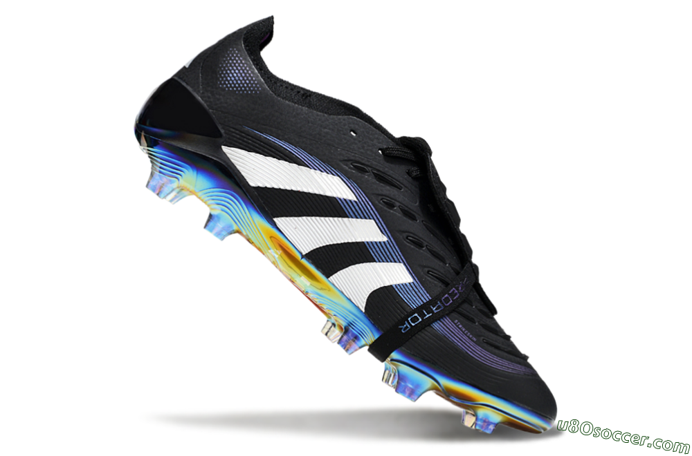 Adidas Predator 25 EliteFoldover Tongue FG Firm Ground Soccer Cleats - Black/Silver/Blue 4