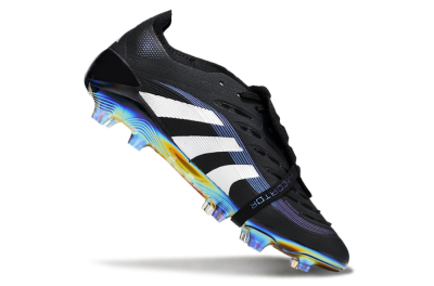 Adidas Predator 25 EliteFoldover Tongue FG Firm Ground Soccer Cleats - Black/Silver/Blue