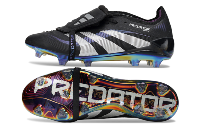 Adidas Predator 25 EliteFoldover Tongue FG Firm Ground Soccer Cleats - Black/Silver/Blue