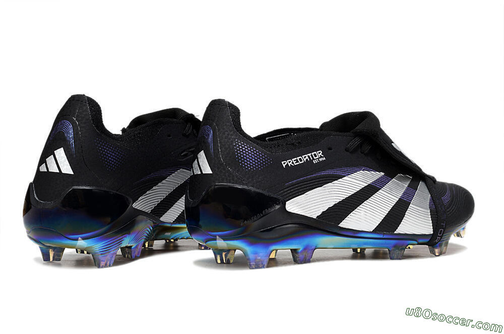 Adidas Predator 25 EliteFoldover Tongue FG Firm Ground Soccer Cleats - Black/Silver/Blue 6