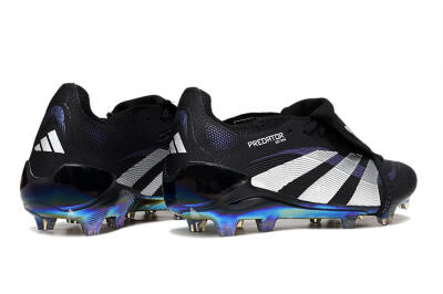 Adidas Predator 25 EliteFoldover Tongue FG Firm Ground Soccer Cleats - Black/Silver/Blue