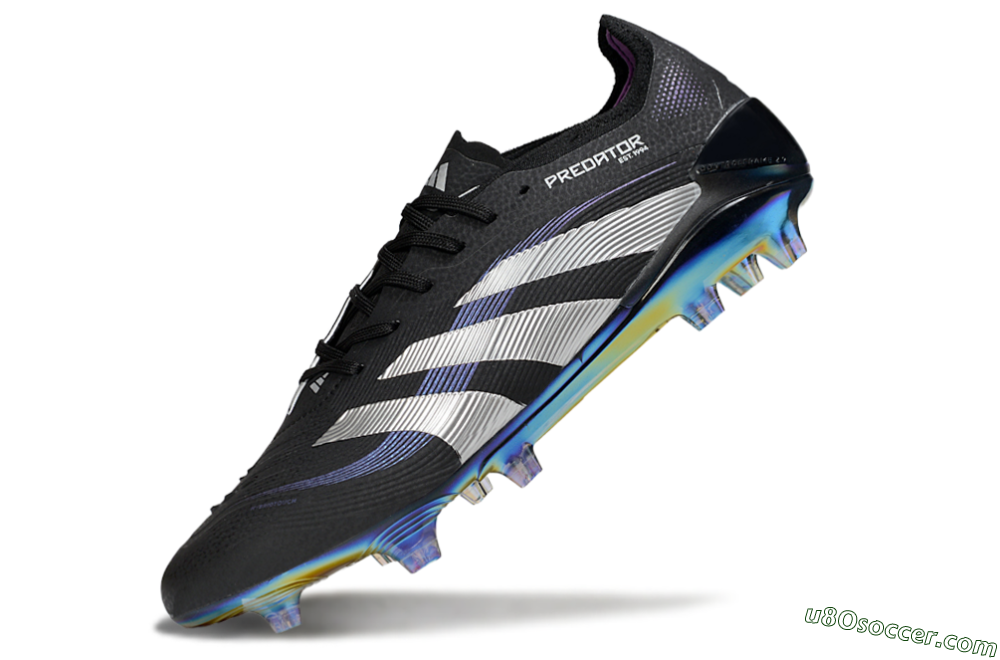 Adidas Predator 25 Elite FG Firm Ground Soccer Cleats - Black/Silver/Blue 5