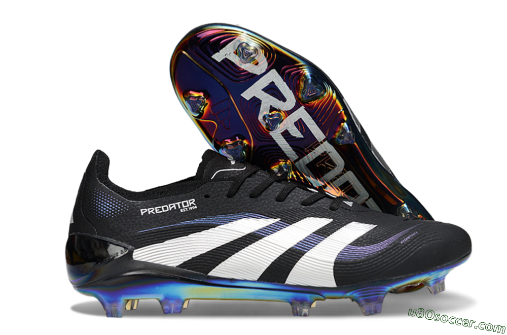 Adidas Predator 25 Elite FG Firm Ground Soccer Cleats - Black/Silver/Blue 1