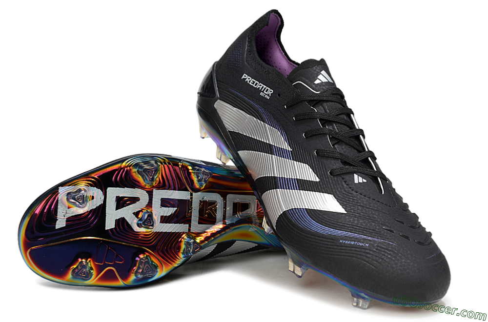 Adidas Predator 25 Elite FG Firm Ground Soccer Cleats - Black/Silver/Blue 3