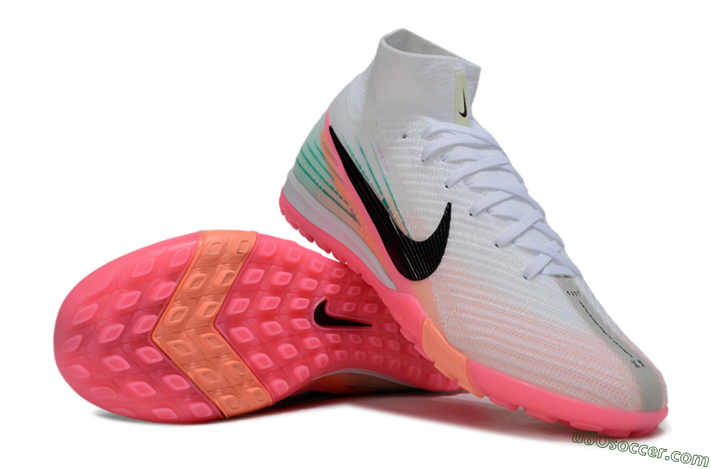 Nike Air Zoom Mercurial Superfly 10 Elite TF Artificial Turf Soccer Shoes - White/Pink/Black 0