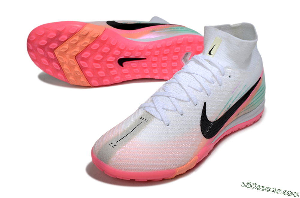 Nike Air Zoom Mercurial Superfly 10 Elite TF Artificial Turf Soccer Shoes - White/Pink/Black 3