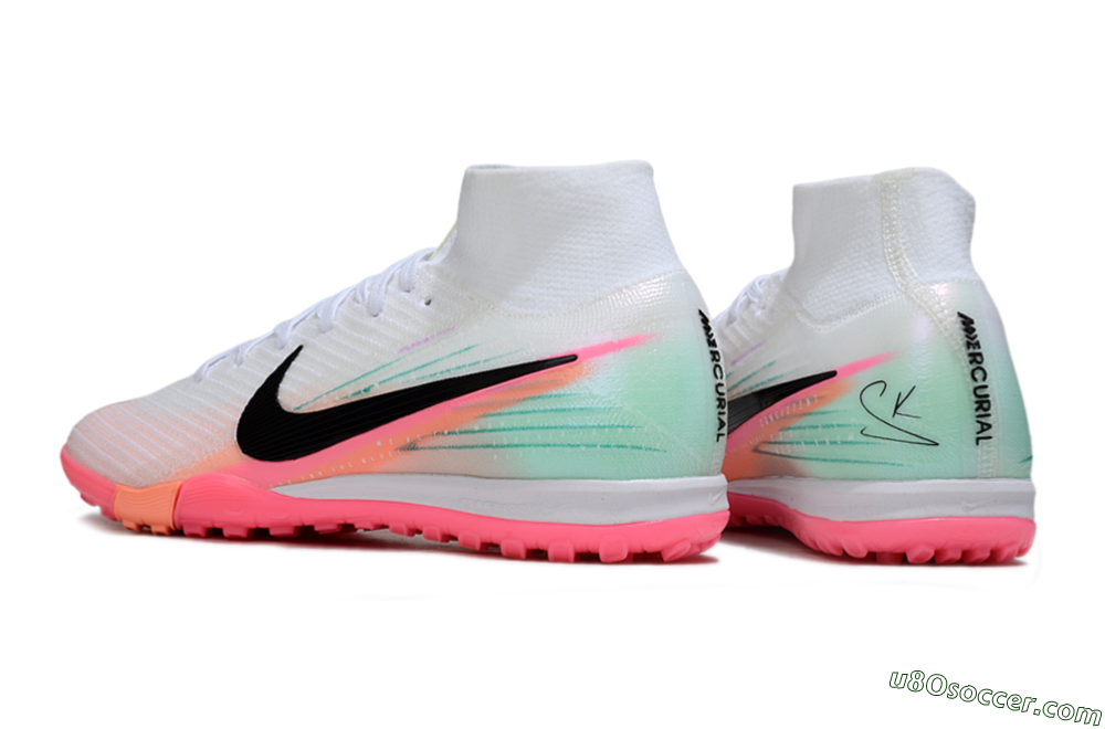 Nike Air Zoom Mercurial Superfly 10 Elite TF Artificial Turf Soccer Shoes - White/Pink/Black 4