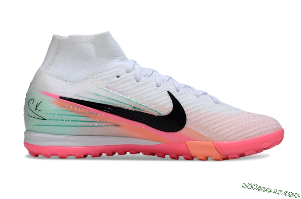 Nike Air Zoom Mercurial Superfly 10 Elite TF Artificial Turf Soccer Shoes - White/Pink/Black 5