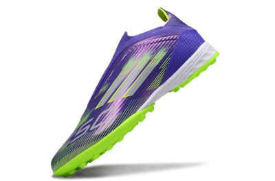 Adidas F50 Elite Laceless TF Artificial Turf Soccer Shoes - Purple/Yellow/Silver