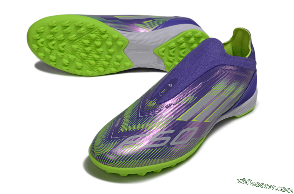 Adidas F50 Elite Laceless TF Artificial Turf Soccer Shoes - Purple/Yellow/Silver 3
