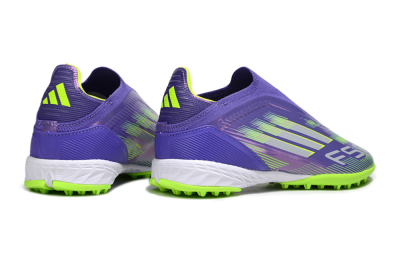 Adidas F50 Elite Laceless TF Artificial Turf Soccer Shoes - Purple/Yellow/Silver